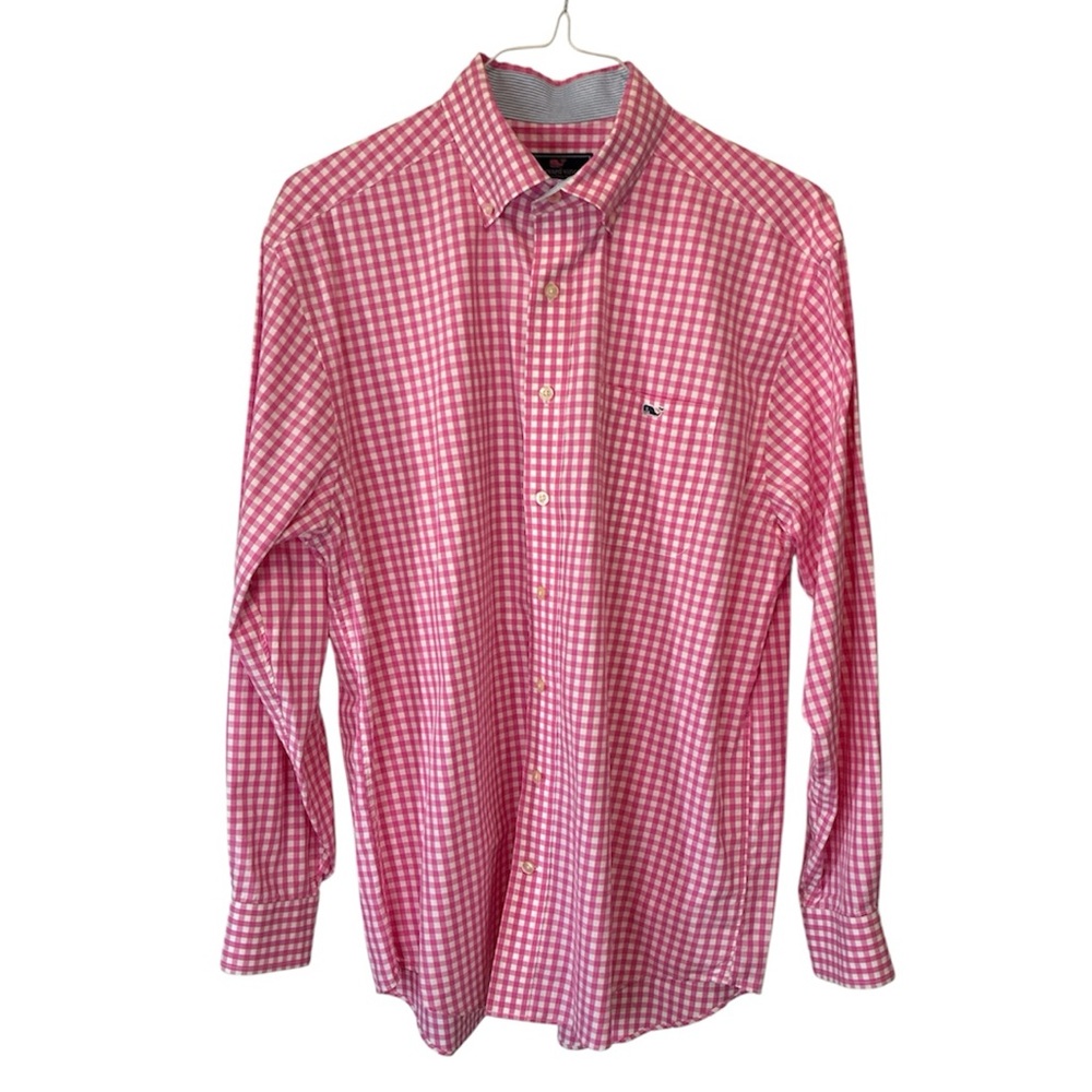 Vineyard Vines Tucker Shirt Classic Fit Beach Preppy Vacation Pink Gingham Large